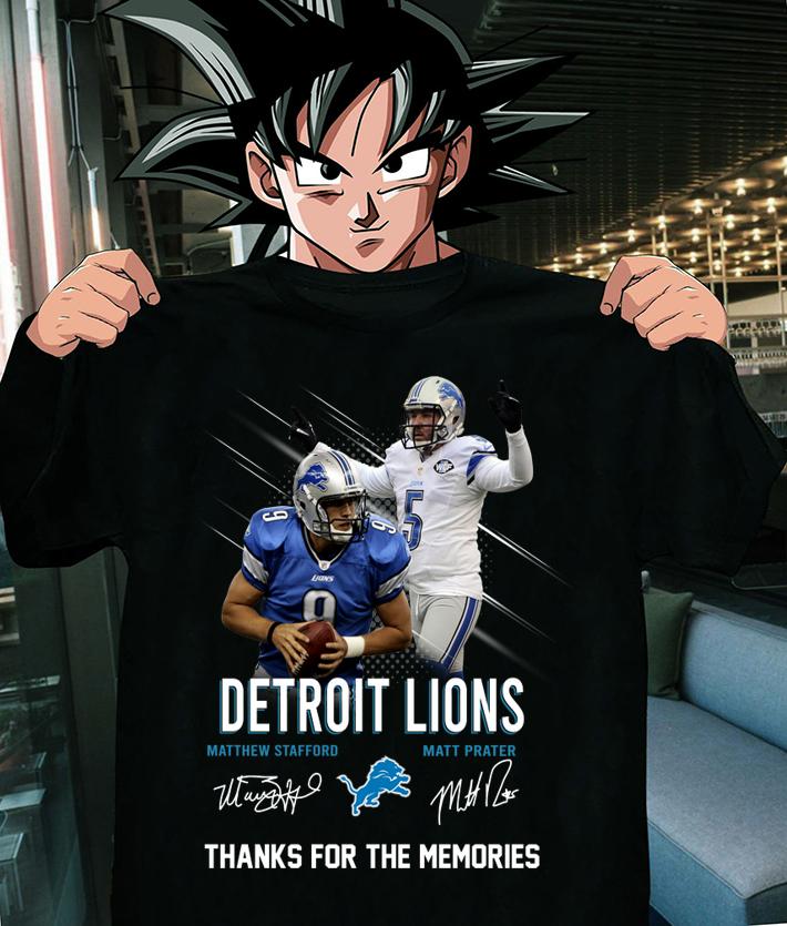 Detroit Lions Matthew Stafford and Matt Prater signatures thanks for the memories t-shirt shirt