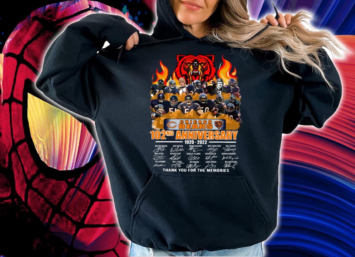 Chicago Bears 102nd Signatures Shirt, Chicago Bears 102nd Anniversary 1920 2022 Thank You For The Memories t-shirt hoodie