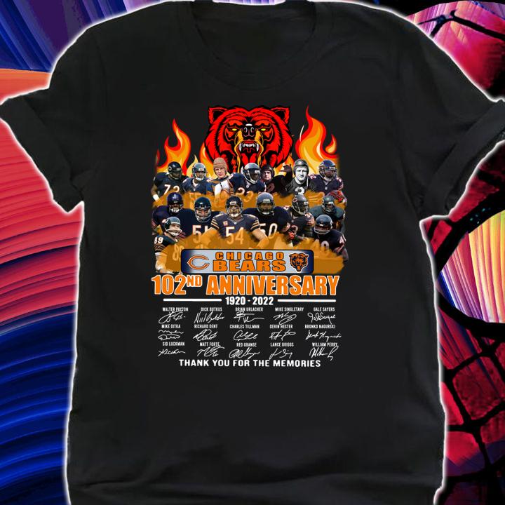 Chicago Bears 102nd Signatures Shirt, Chicago Bears 102nd Anniversary 1920 2022 Thank You For The Memories t-shirt shirt