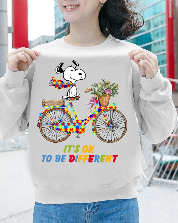 Snoopy Riding Bike It’s Ok To Be Different Autism t-shirt sweatshirt