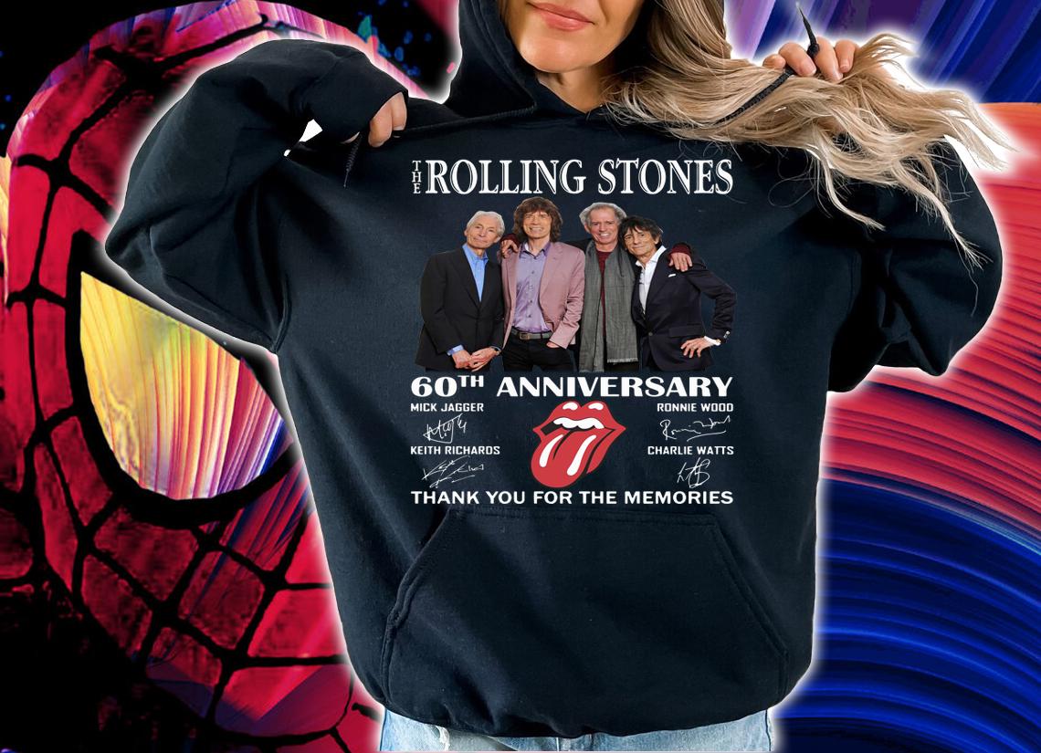 The Rolling Stones 60th Anniversary RIP Charlie Watts Thank You For The Memories Signatures t-shirt hoodie