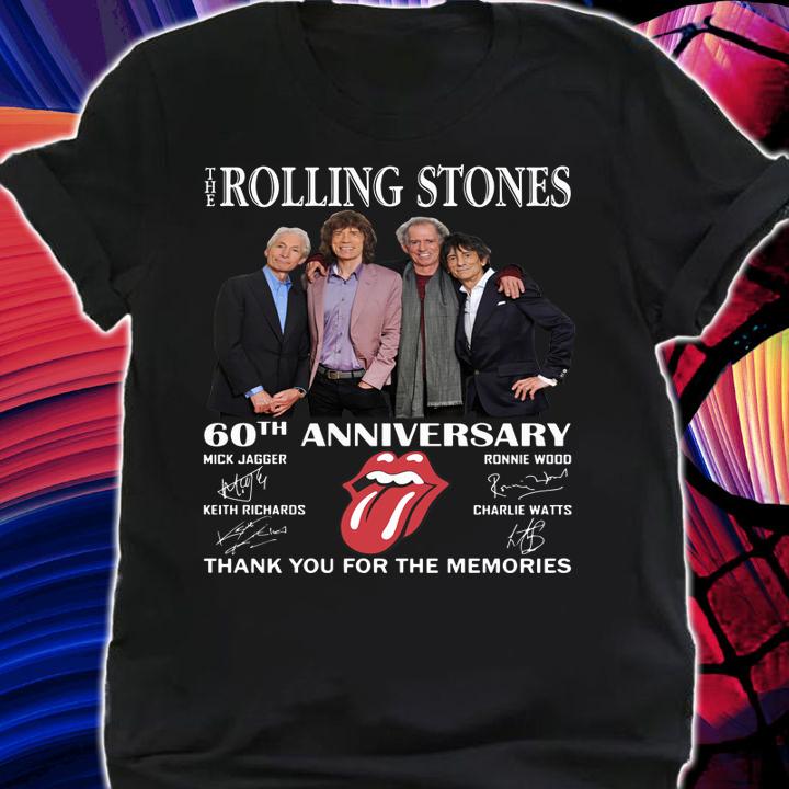 The Rolling Stones 60th Anniversary RIP Charlie Watts Thank You For The Memories Signatures t-shirt shirt