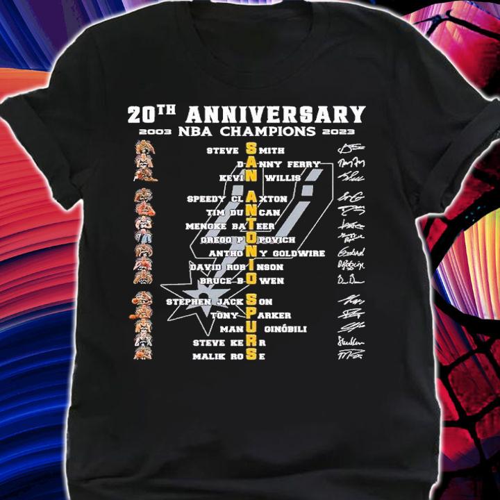 20th anniversary 2003 2023 NBA Champions San Antonio Spurs signatures shirt t-shirt shirt