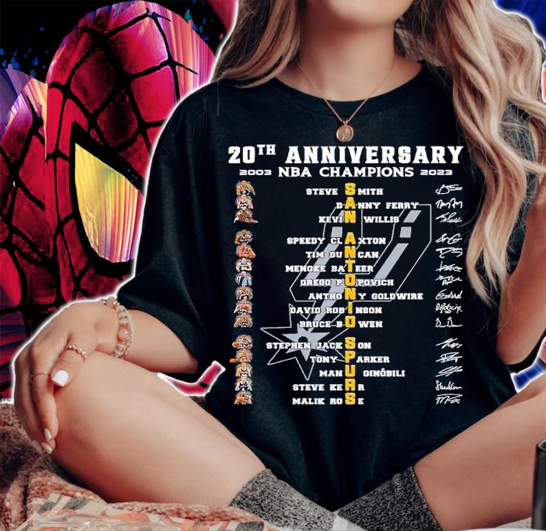 20th anniversary 2003 2023 NBA Champions San Antonio Spurs signatures shirt t-shirt woman shirt