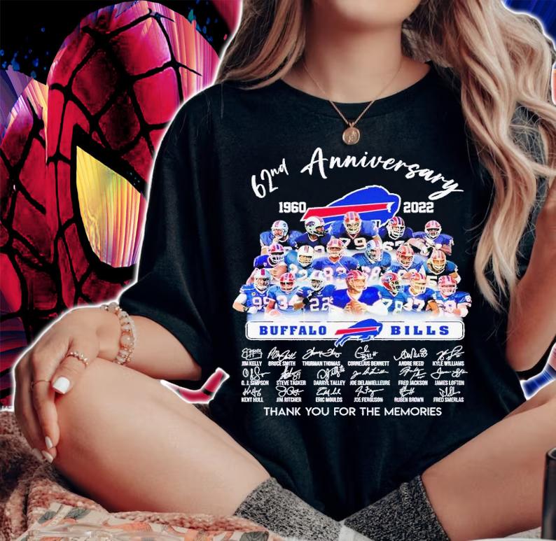 62nd anniversary 1960 2022 Buffalo Bills thank you for the memories shirt t-shirt woman shirt