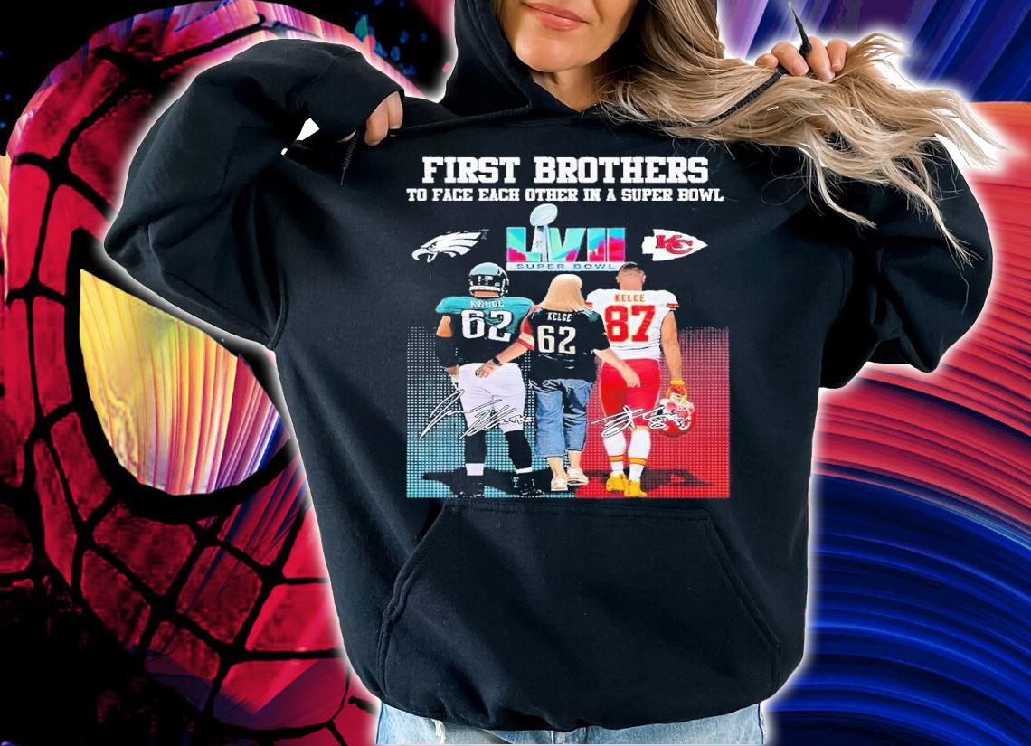 First brothers to face each other in a Super Bowl Jason Kelce Donna Kelce Travis Kelce signatures shirt t-shirt hoodie