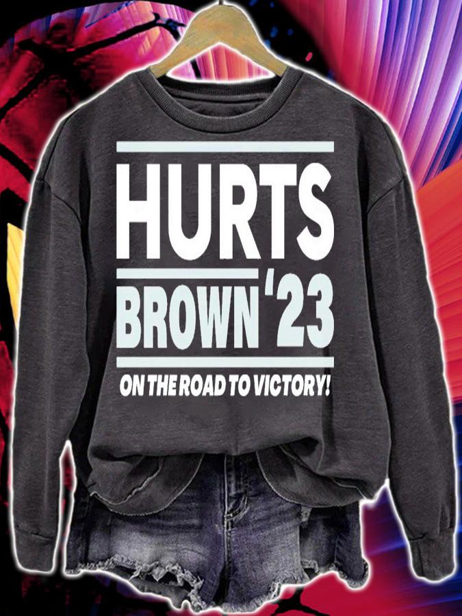Hurts - Brown '23 on the road to victory shirt t-shirt sweatshirt