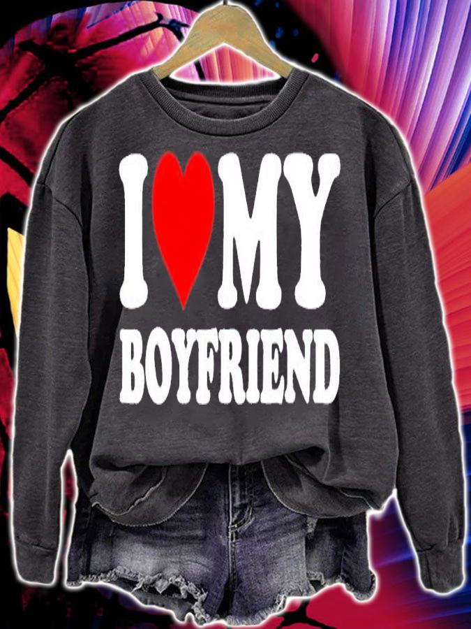 I love my boyfriend funny valentine red heart love shirt t-shirt sweatshirt