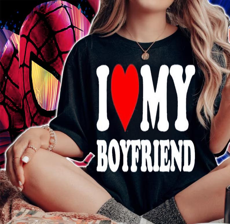 I love my boyfriend funny valentine red heart love shirt t-shirt woman shirt