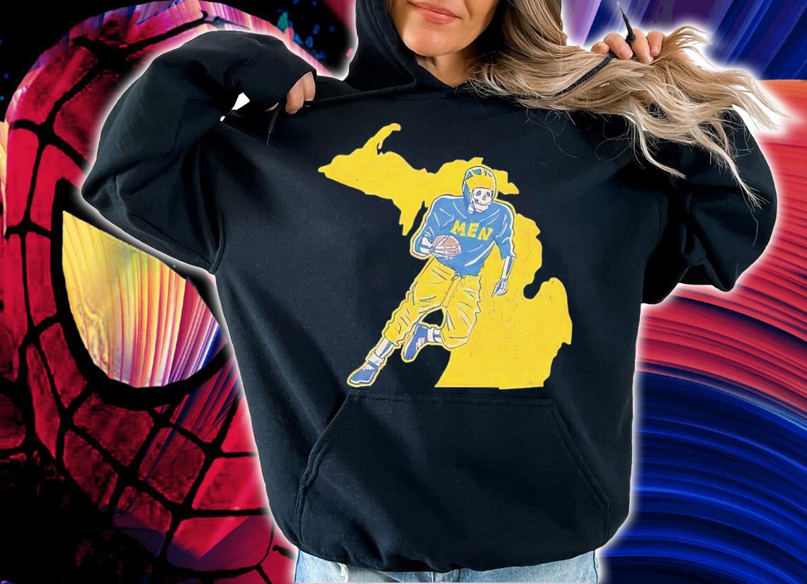 Michigan Wolverines men football skeleton shirt t-shirt hoodie