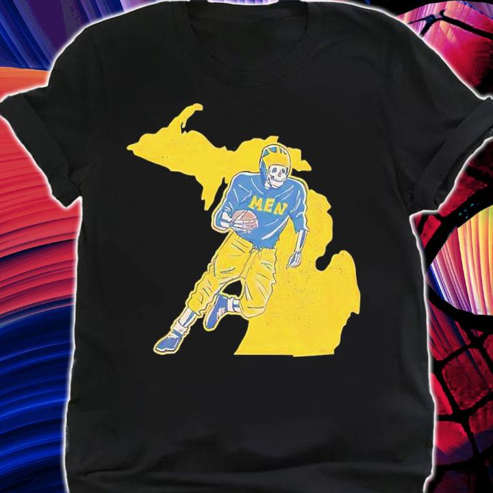 Michigan Wolverines men football skeleton shirt t-shirt shirt