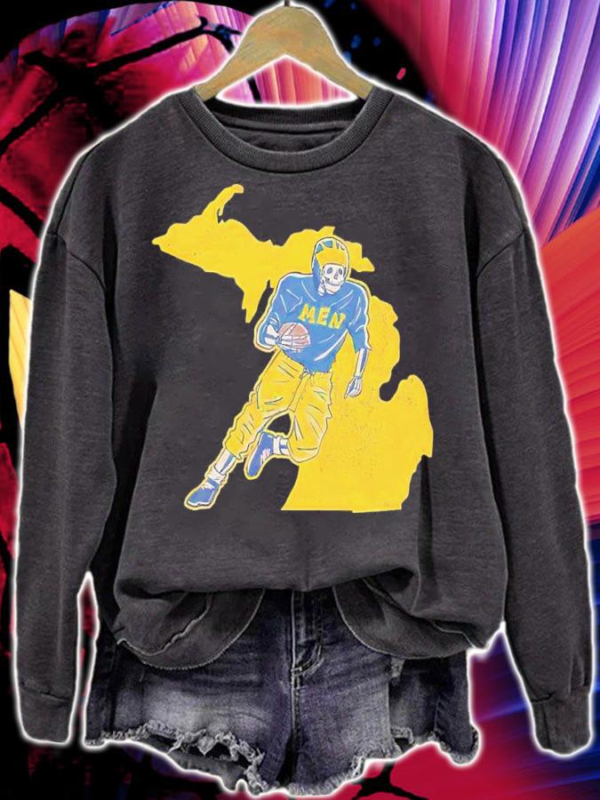 Michigan Wolverines men football skeleton shirt t-shirt sweatshirt