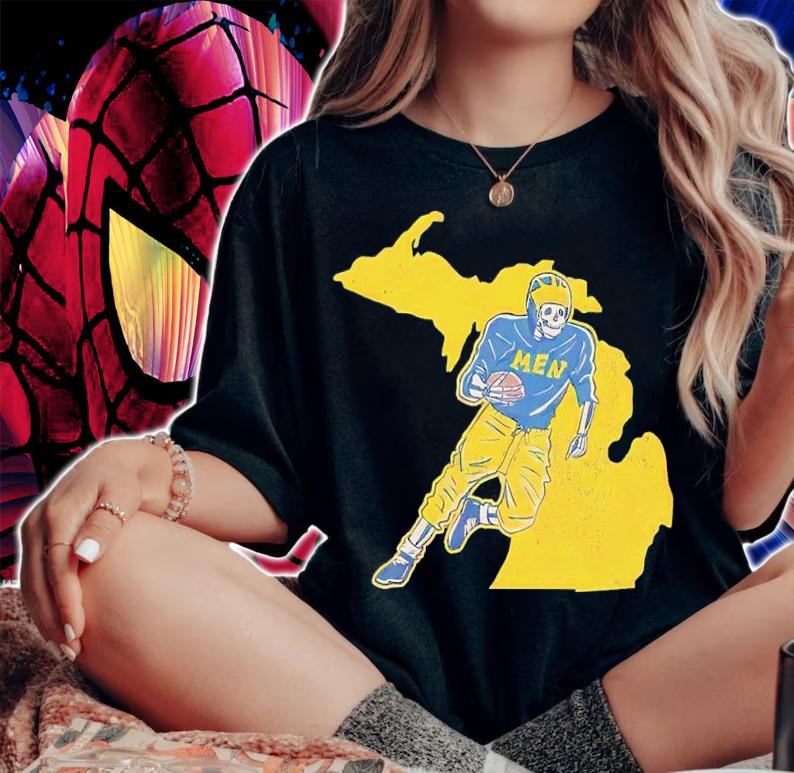 Michigan Wolverines men football skeleton shirt t-shirt woman shirt