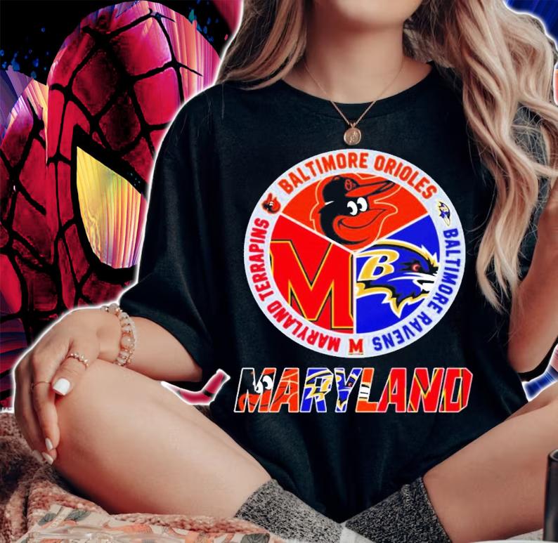Maryland Baltimore Orioles Baltimore Ravens Maryland Terrapins shirt t-shirt woman shirt