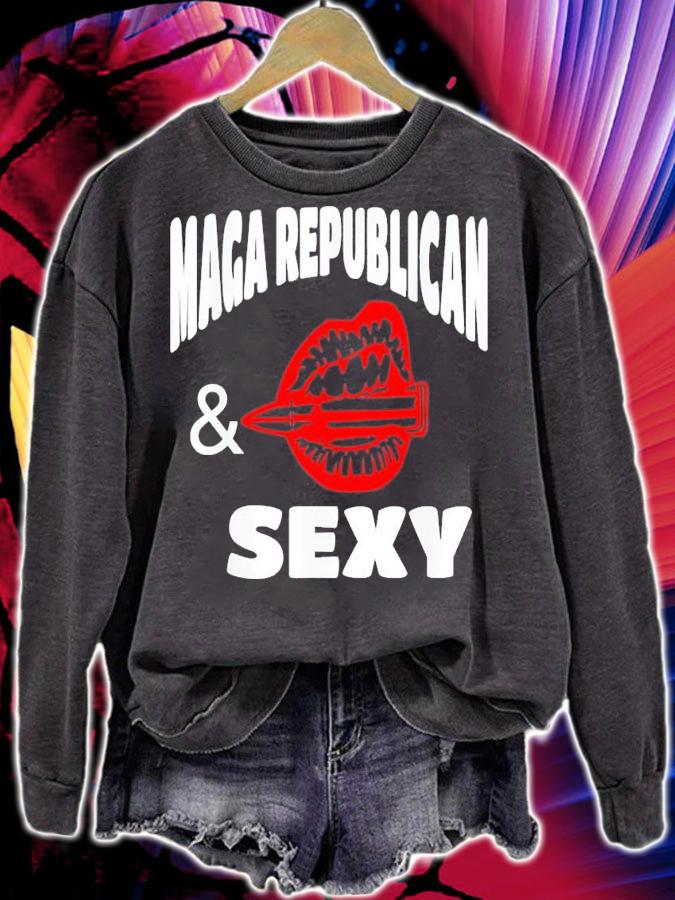 MAGA Republican And Sexy With Red Lips T-Shirt t-shirt