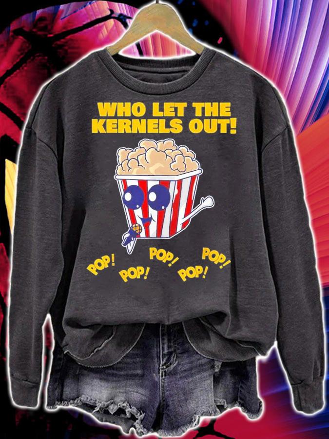 Popcorn who let the Kernels out shirt t-shirt sweatshirt