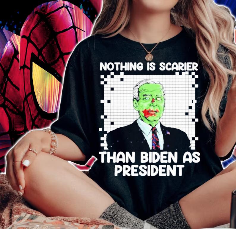 Biden Zombie Nothing Is Scarier Than Biden As President Halloween Shirt t-shirt woman shirt