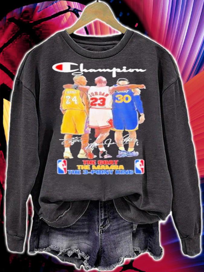 Champion The Goat Michael Jordan The Mamba Kobe Bryant And The 3-Point King Stephen Curry Signature Shirt t-shirt sweatshirt