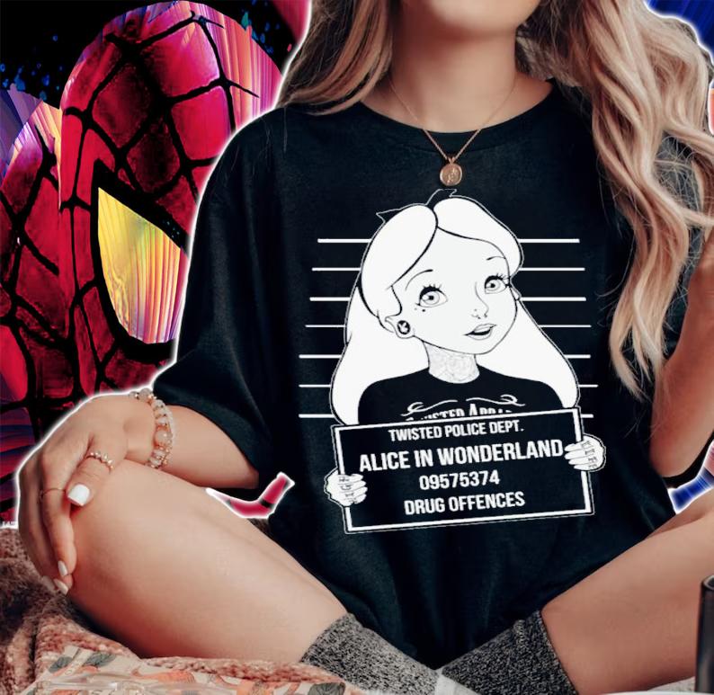 Twisted Alice In Wonderland Mugshot Shirt t-shirt