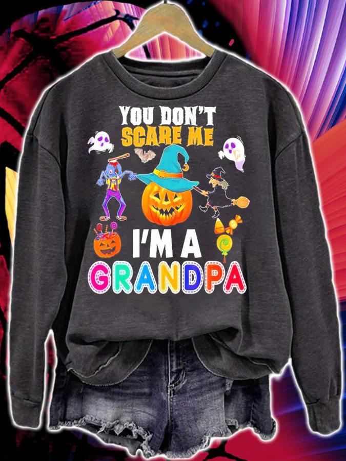 You Dont Scare Me Im A Grandpa Cant Halloween Pumpkin T-Shirt t-shirt sweatshirt