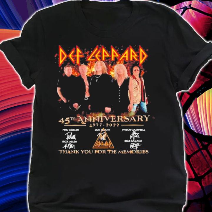 Def Leppard 45th Anniversary 1977-2022 Signatures Thank You For The Memories Shirt t-shirt shirt