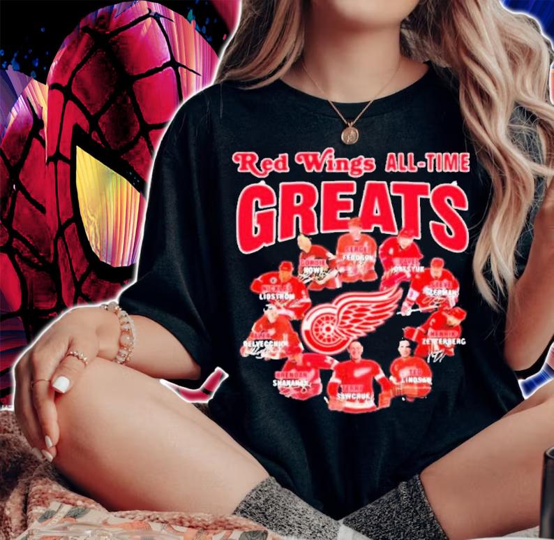 Detroit Red Wings All-Time Greats Team Signatures Shirt t-shirt