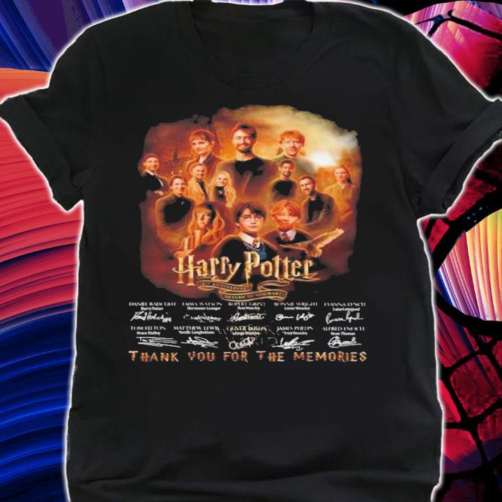 Harry Potter 20th Anniversary Return To Hogwarts Signatures Thank You For The Memories T-Shirt t-shirt