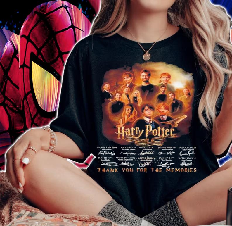 Harry Potter 20th Anniversary Return To Hogwarts Signatures Thank You For The Memories T-Shirt t-shirt