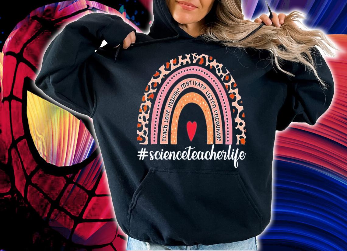 Science Teacher Life Leopard Rainbow Back To School 2022 T-Shirt t-shirt hoodie