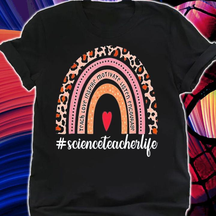 Science Teacher Life Leopard Rainbow Back To School 2022 T-Shirt t-shirt shirt