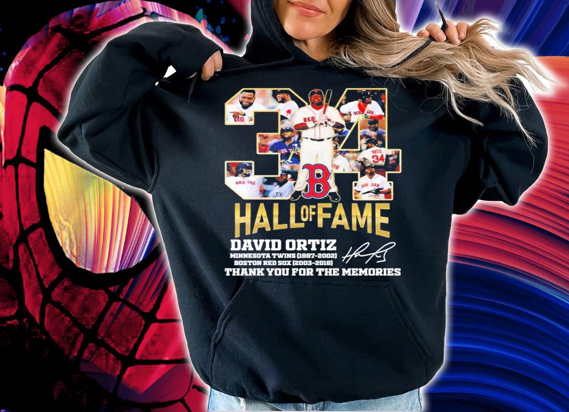 34 Hall Of Fame David Ortiz Signatures Thank You For The Memories Shirt t-shirt