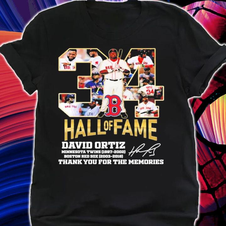 34 Hall Of Fame David Ortiz Signatures Thank You For The Memories Shirt t-shirt