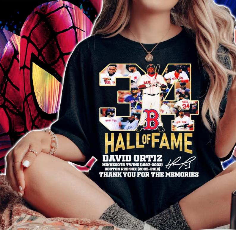 34 Hall Of Fame David Ortiz Signatures Thank You For The Memories Shirt t-shirt