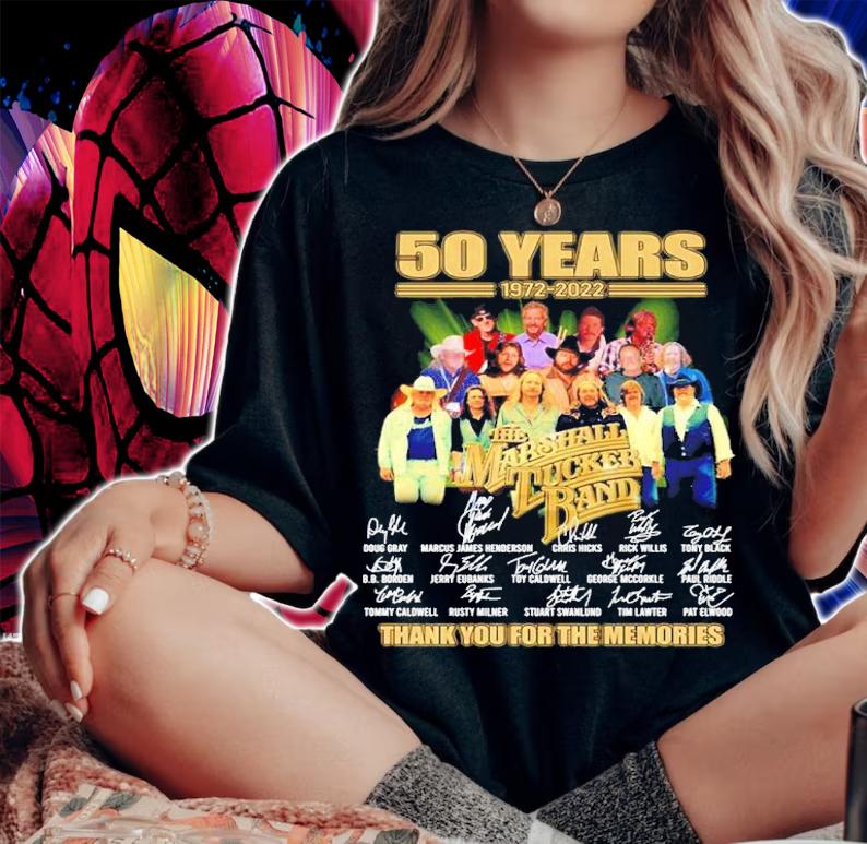 50 Years 1972-2022 The Marshall Tucker Band Signatures Thank You For The Memories Shirt t-shirt woman shirt