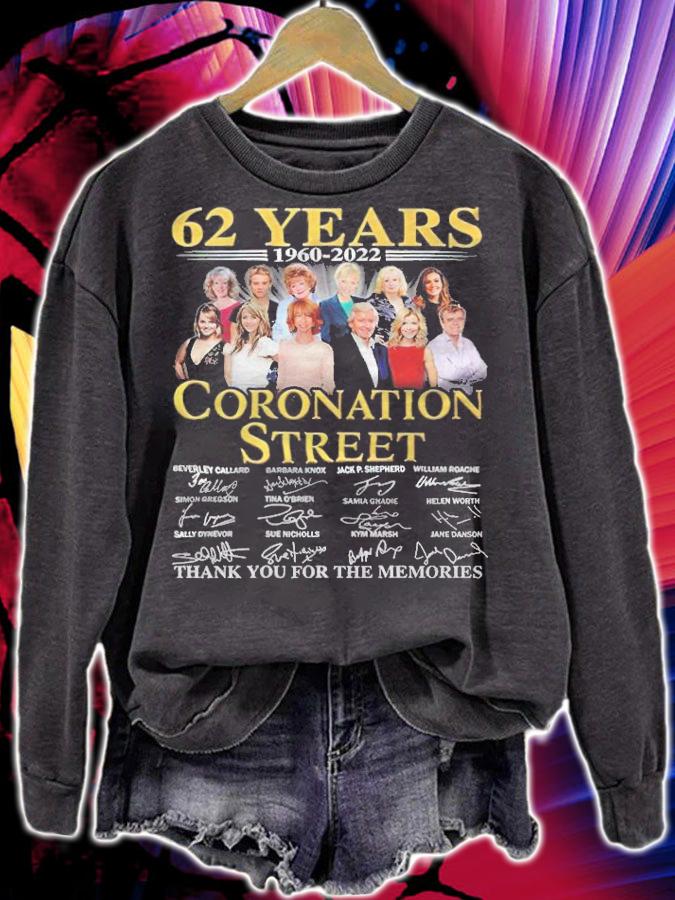62 Years 1960-2022 Coronation Street Signatures Thank You For The Memories T-Shirt t-shirt sweatshirt