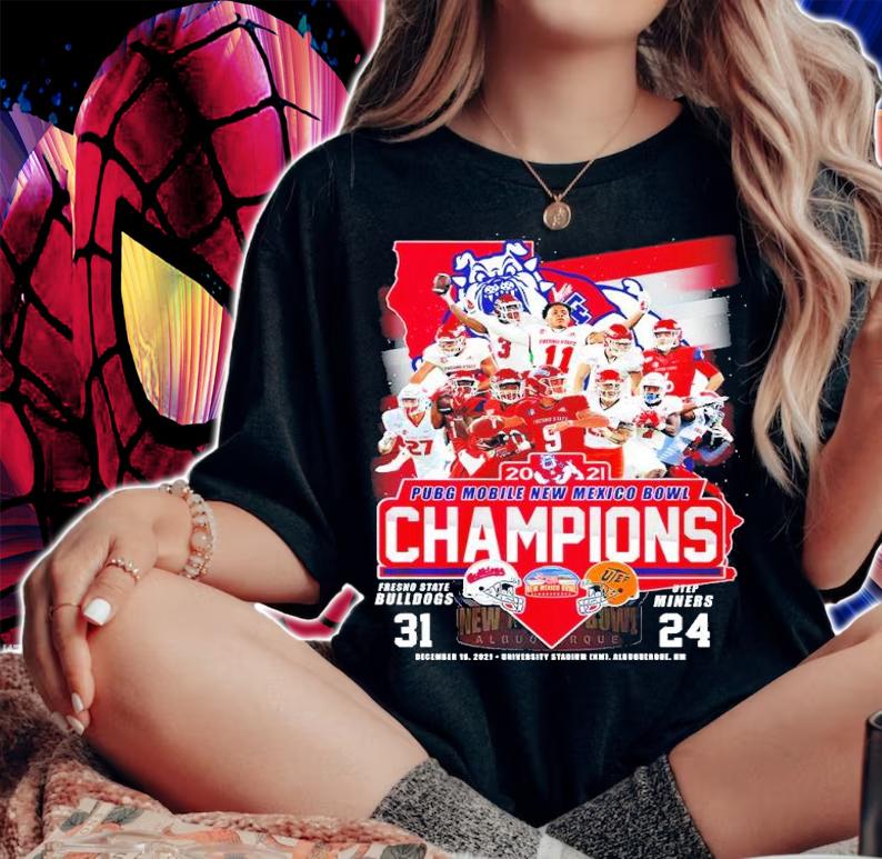 2021 Pubg Mobile New Mexico Bowl Champions Fresno State Bulldogs 31 Vs UTEP Miners 24 t-shirt