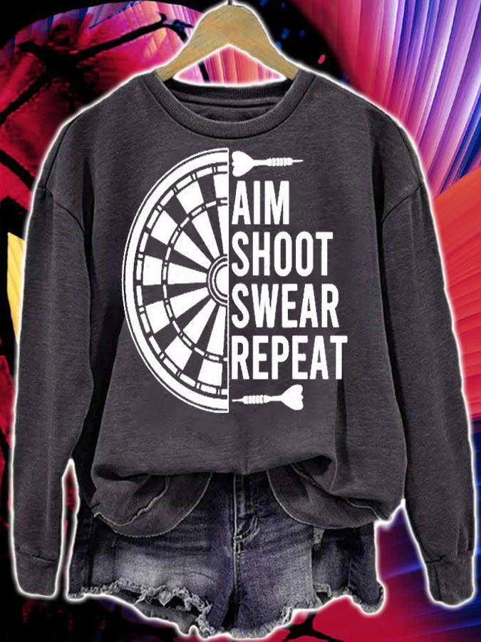 Aim Shoot Swear Repeat Dartboard Dart Player Darts T-Shirt t-shirt sweatshirt