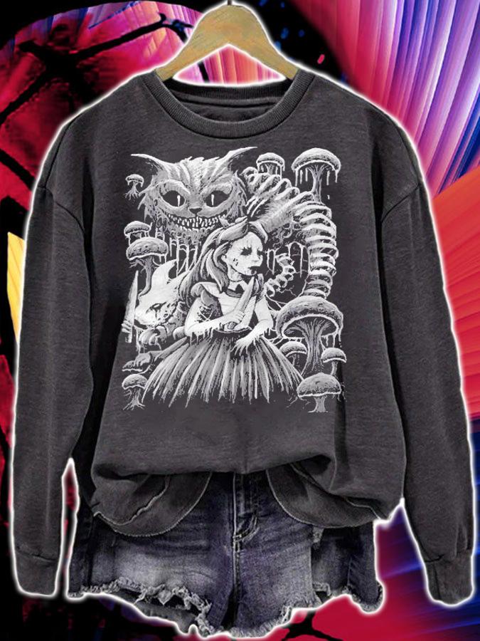 Alice In Wonderland Cheshire Cat Murderland Malice Rabbit Halloween Pullover T-shirt t-shirt