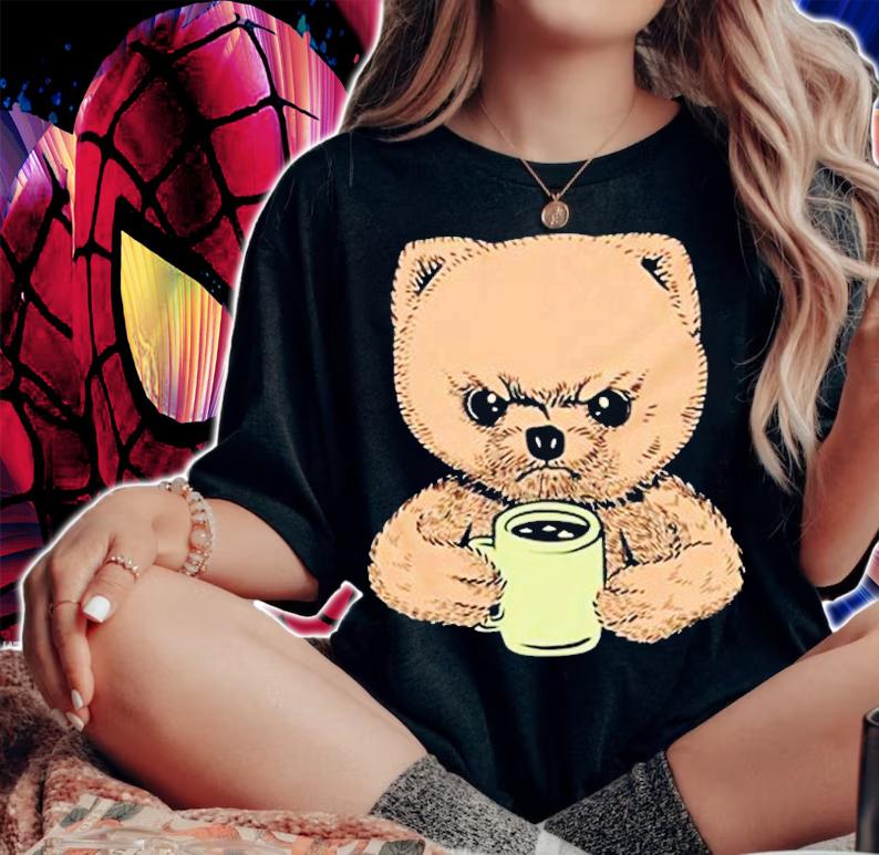 Angry Pomeranian Drinking Coffee Unisex T-Shirt t-shirt woman shirt
