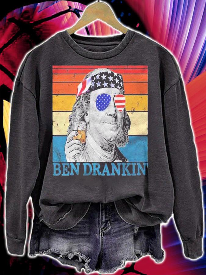 Ben Drankin Patriotic Drinking American Retro Ben Franklin 4Th Of July Shirt t-shirt sweatshirt