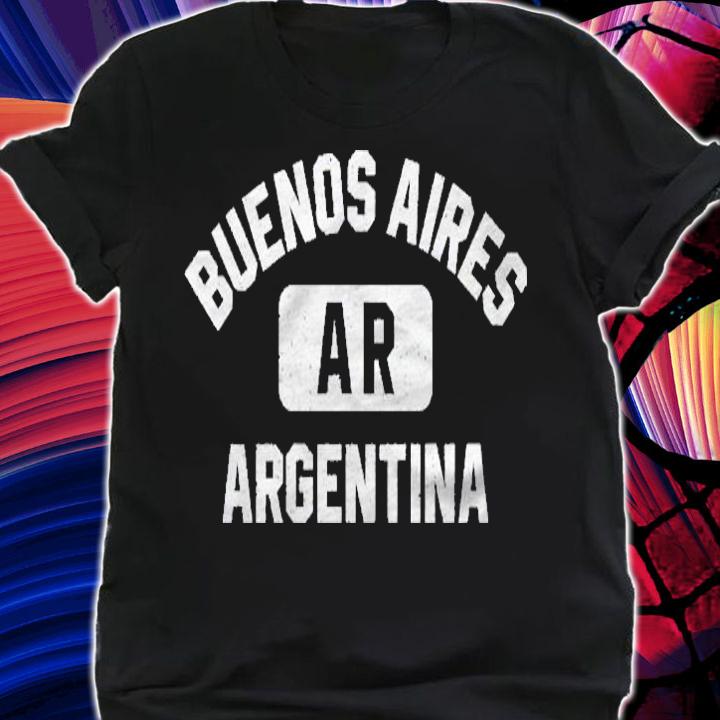 Buenos Aires Argentina Gym Style Distressed White Print Pullover Shirt t-shirt shirt