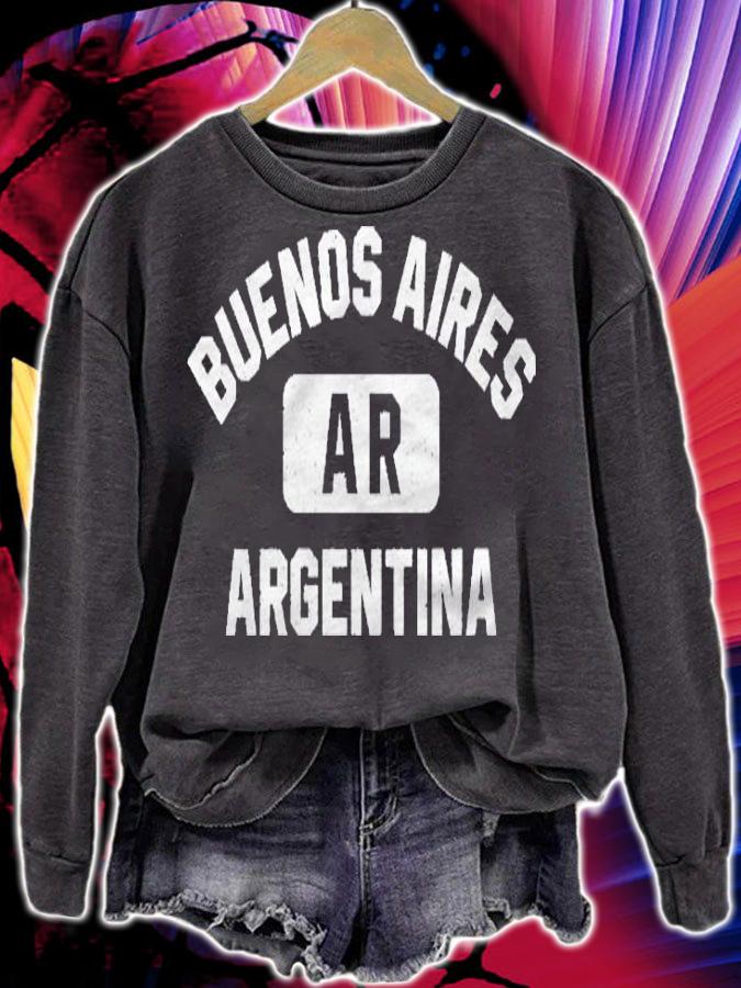 Buenos Aires Argentina Gym Style Distressed White Print Pullover Shirt t-shirt sweatshirt