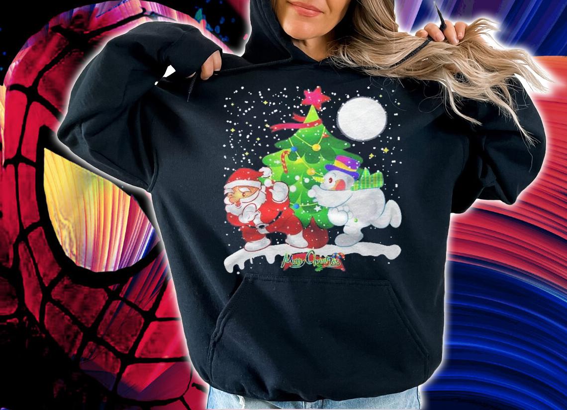 Santa Claus Snowman Tree Balls Funny Merry Christmas shirt t-shirt