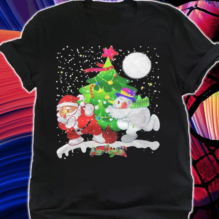 Santa Claus Snowman Tree Balls Funny Merry Christmas shirt t-shirt
