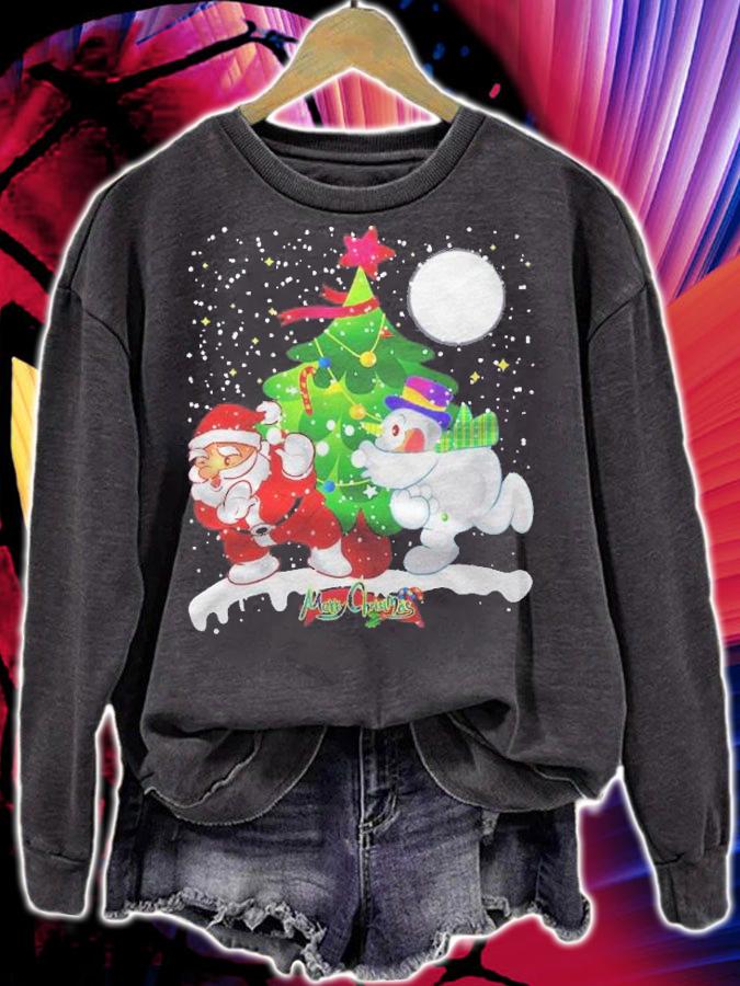 Santa Claus Snowman Tree Balls Funny Merry Christmas shirt t-shirt