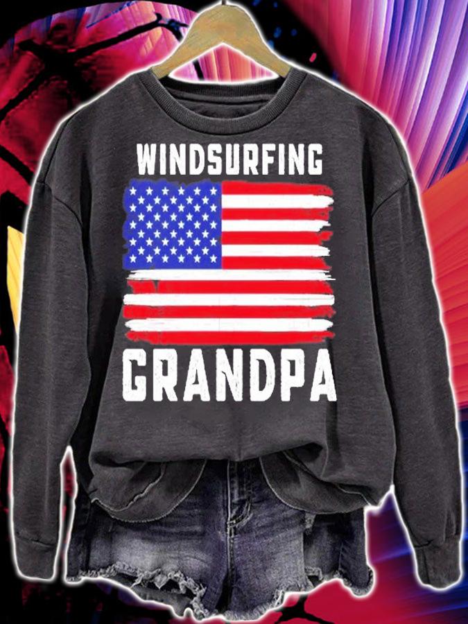 Windsurfing Grandpa American Flag July 4th T-Shirt t-shirt sweatshirt