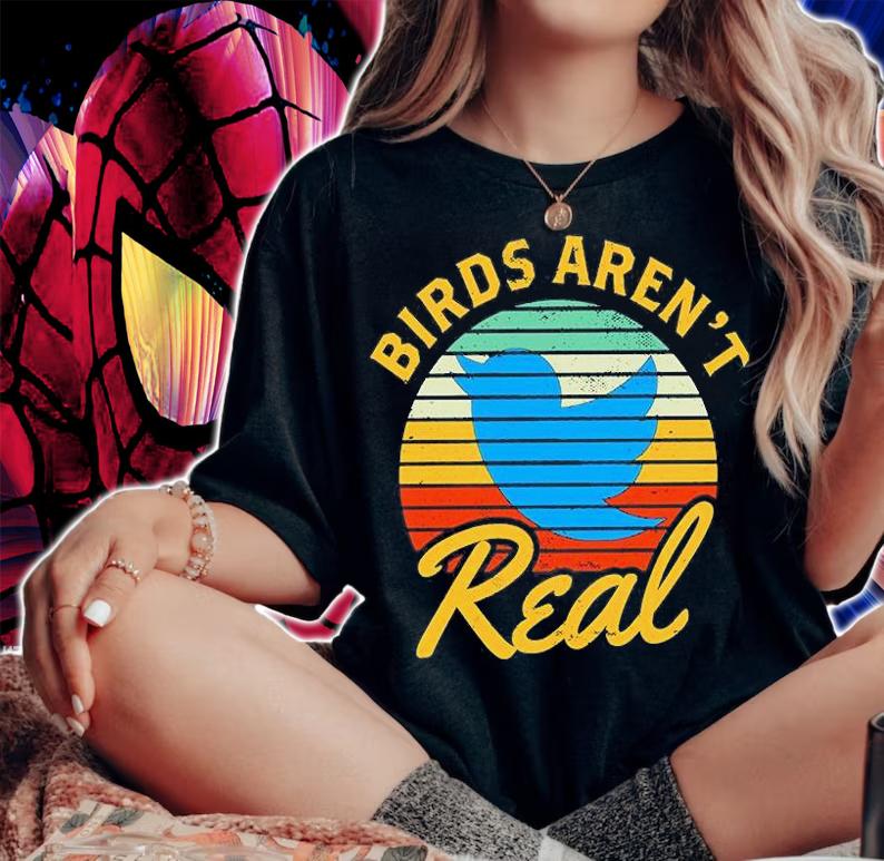 Funny Blue Birds Arent Real Vintage Retro T-Shirt t-shirt woman shirt