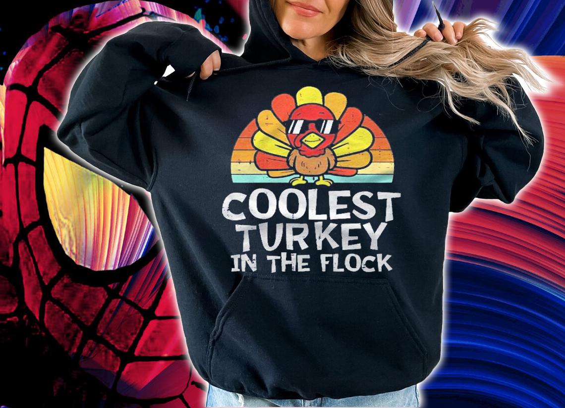 Kids Coolest Turkey In The Flock Toddler Boys Thanksgiving Kids Shirt t-shirt hoodie