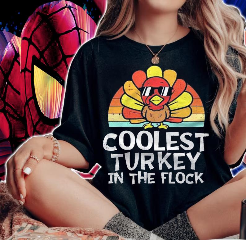 Kids Coolest Turkey In The Flock Toddler Boys Thanksgiving Kids Shirt t-shirt woman shirt