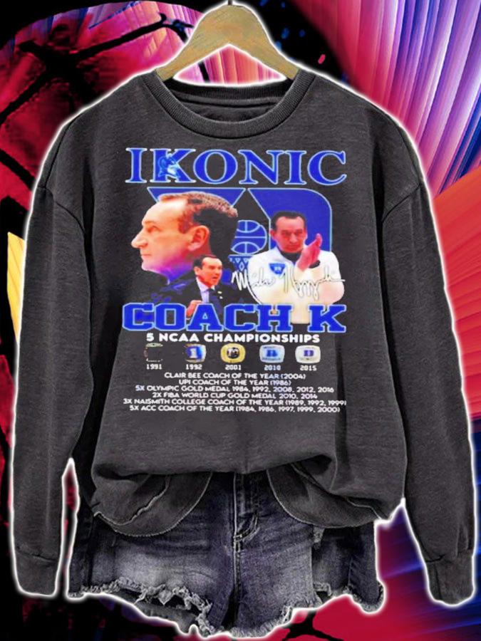 Mike Krzyzewski Duke Blue Devils Ikonic Coach K 5 NCAA Championships Shirt t-shirt